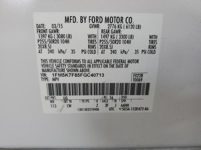 Photo 12 VIN: 1FM5K7F85FGC40713 - FORD EXPLORER L 