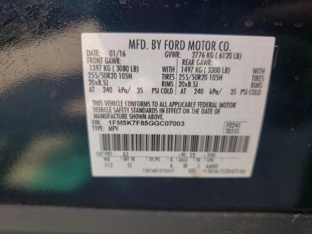 Photo 13 VIN: 1FM5K7F85GGC07003 - FORD EXPLORER L 