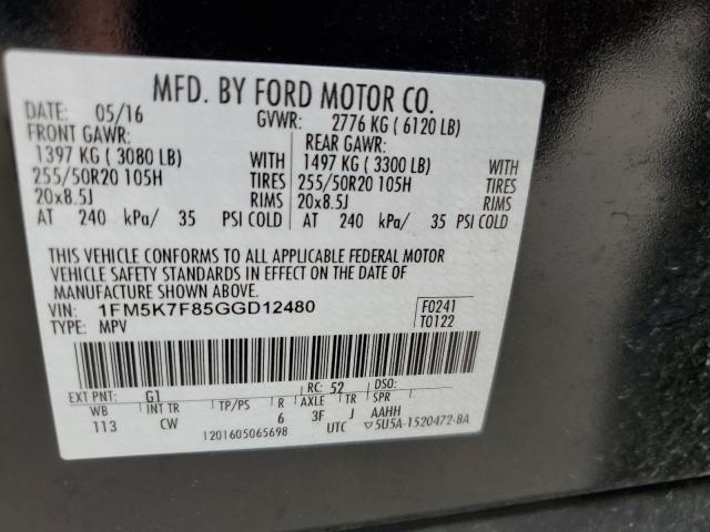 Photo 12 VIN: 1FM5K7F85GGD12480 - FORD EXPLORER L 