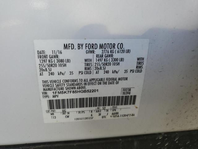 Photo 9 VIN: 1FM5K7F85HGB52201 - FORD EXPLORER L 