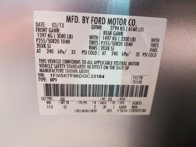 Photo 9 VIN: 1FM5K7F86DGC33184 - FORD EXPLORER L 