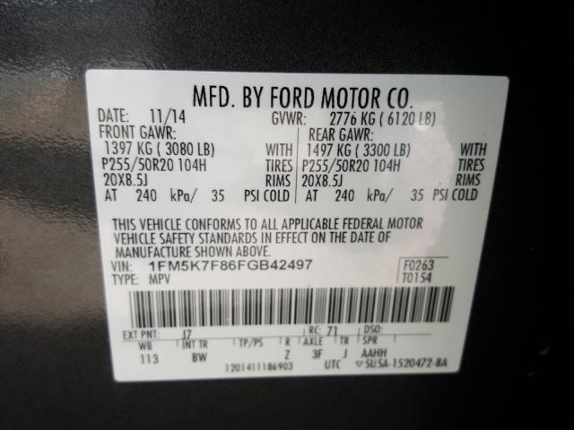 Photo 9 VIN: 1FM5K7F86FGB42497 - FORD EXPLORER L 