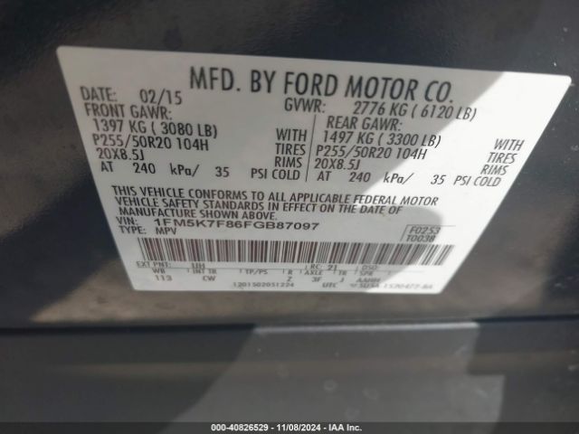 Photo 8 VIN: 1FM5K7F86FGB87097 - FORD EXPLORER 