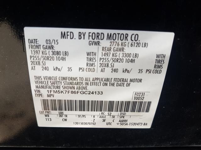 Photo 9 VIN: 1FM5K7F86FGC24133 - FORD EXPLORER L 