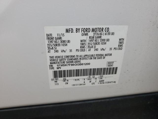 Photo 12 VIN: 1FM5K7F86GGB61200 - FORD EXPLORER L 