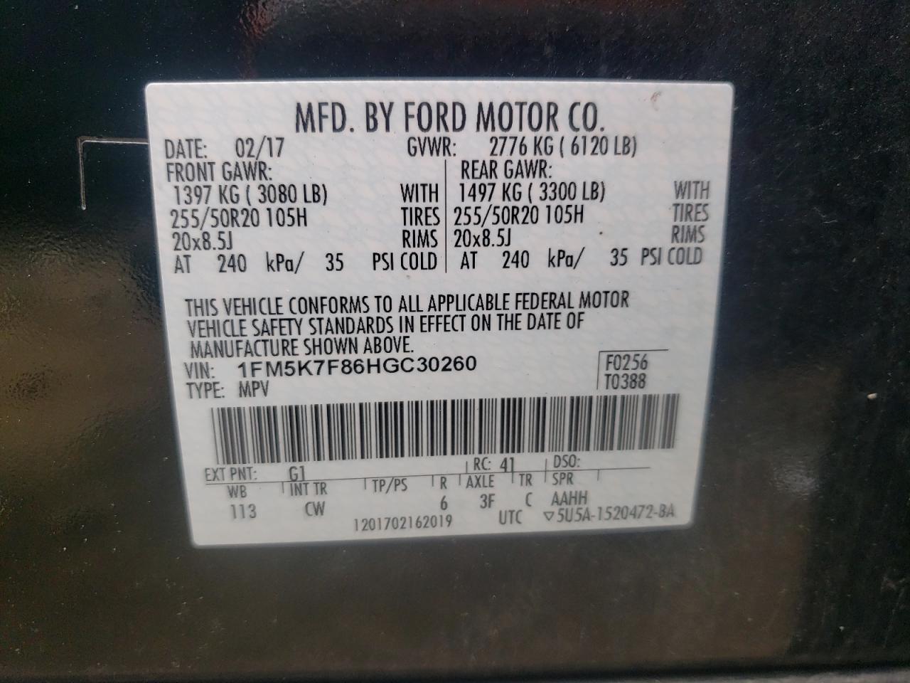 Photo 11 VIN: 1FM5K7F86HGC30260 - FORD EXPLORER 