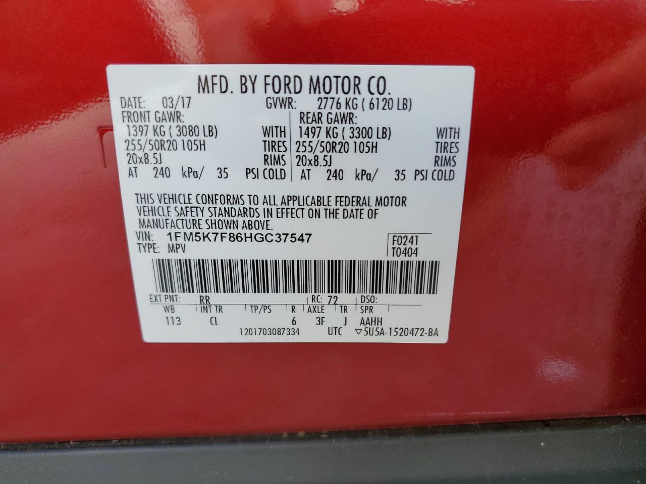 Photo 12 VIN: 1FM5K7F86HGC37547 - FORD EXPLORER 