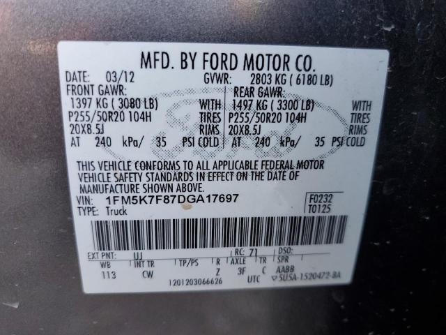 Photo 13 VIN: 1FM5K7F87DGA17697 - FORD EXPLORER L 