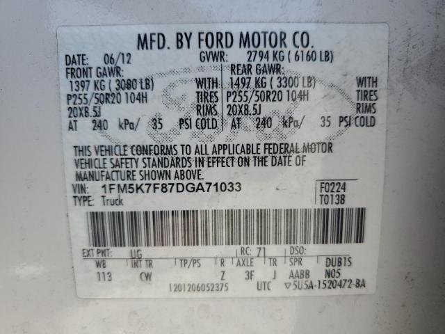 Photo 12 VIN: 1FM5K7F87DGA71033 - FORD EXPLORER L 