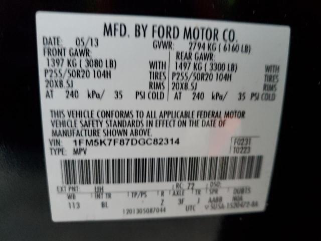 Photo 9 VIN: 1FM5K7F87DGC82314 - FORD EXPLORER L 