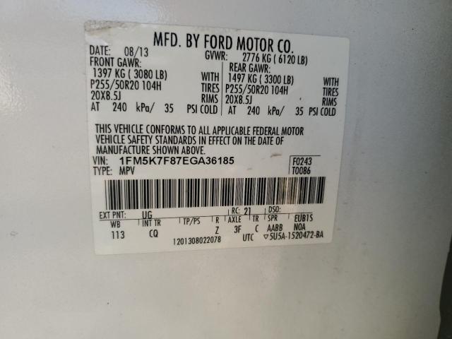 Photo 12 VIN: 1FM5K7F87EGA36185 - FORD EXPLORER 