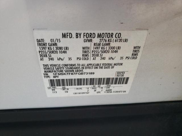 Photo 9 VIN: 1FM5K7F87FGB73189 - FORD EXPLORER L 