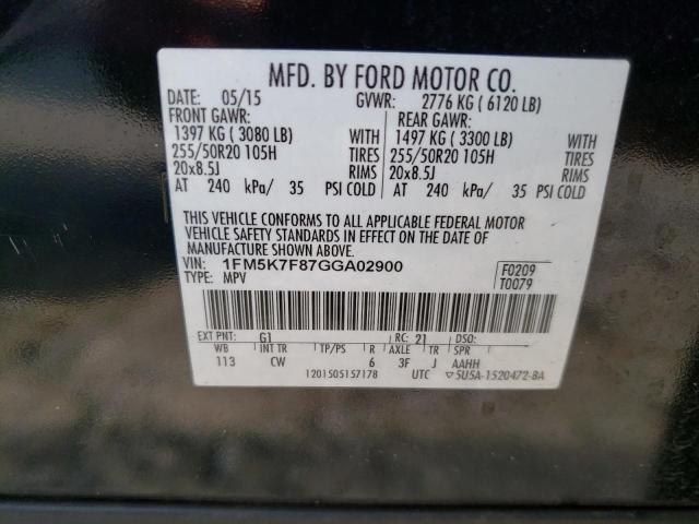 Photo 12 VIN: 1FM5K7F87GGA02900 - FORD EXPLORER 