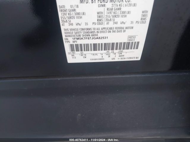 Photo 8 VIN: 1FM5K7F87JGA82531 - FORD EXPLORER 