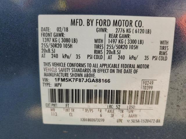 Photo 12 VIN: 1FM5K7F87JGA88166 - FORD EXPLORER L 