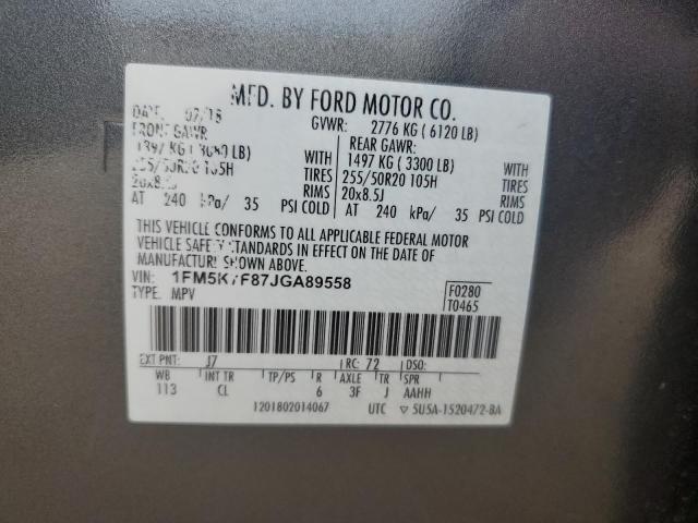 Photo 11 VIN: 1FM5K7F87JGA89558 - FORD EXPLORER L 