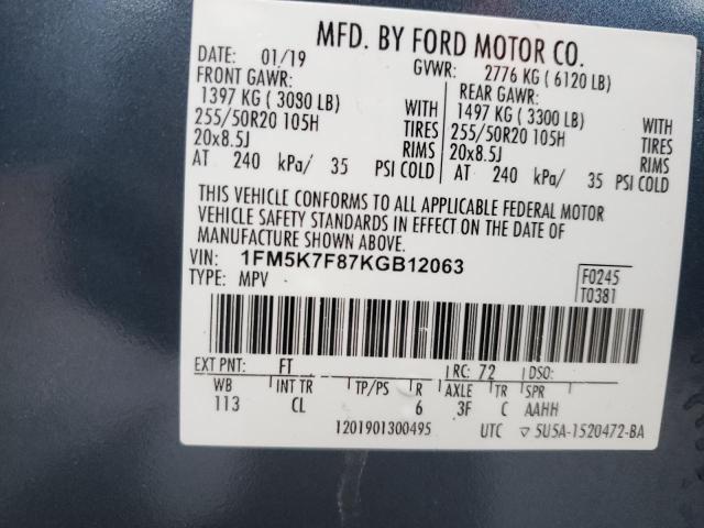 Photo 13 VIN: 1FM5K7F87KGB12063 - FORD EXPLORER 