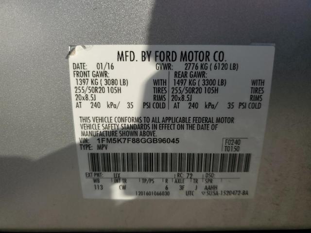 Photo 12 VIN: 1FM5K7F88GGB96045 - FORD EXPLORER 