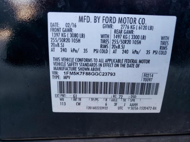 Photo 13 VIN: 1FM5K7F88GGC23793 - FORD EXPLORER L 