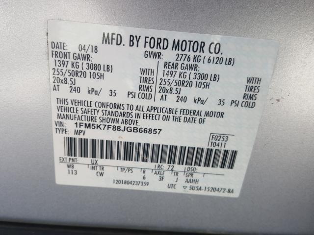 Photo 9 VIN: 1FM5K7F88JGB66857 - FORD EXPLORER L 