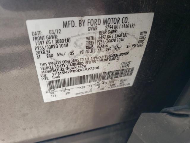 Photo 12 VIN: 1FM5K7F89DGA27339 - FORD EXPLORER 