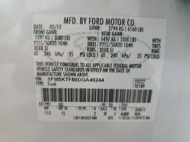 Photo 12 VIN: 1FM5K7F89DGA49244 - FORD EXPLORER L 