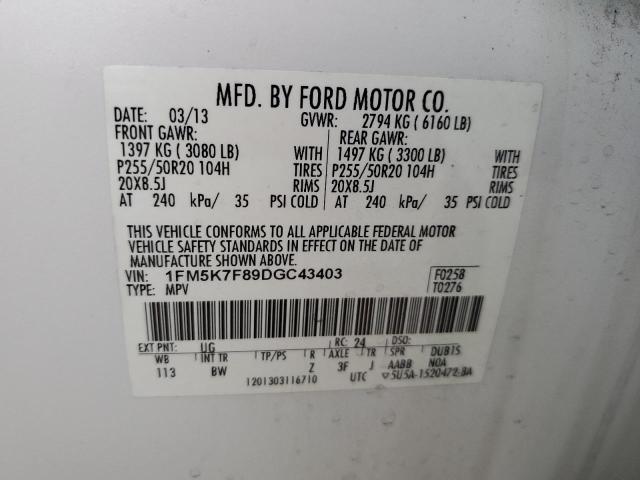 Photo 12 VIN: 1FM5K7F89DGC43403 - FORD EXPLORER 