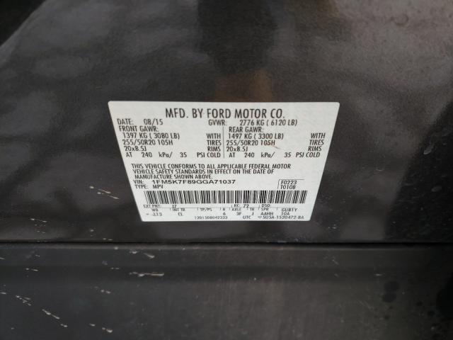 Photo 9 VIN: 1FM5K7F89GGA71037 - FORD EXPLORER L 