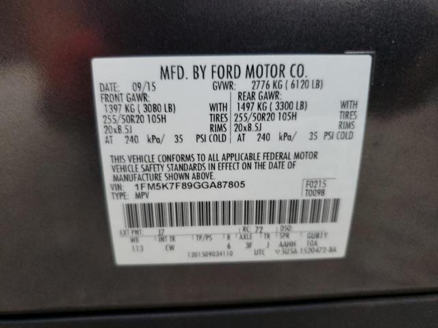 Photo 12 VIN: 1FM5K7F89GGA87805 - FORD EXPLORER 