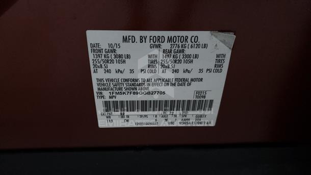 Photo 3 VIN: 1FM5K7F89GGB27705 - FORD EXPLORER 