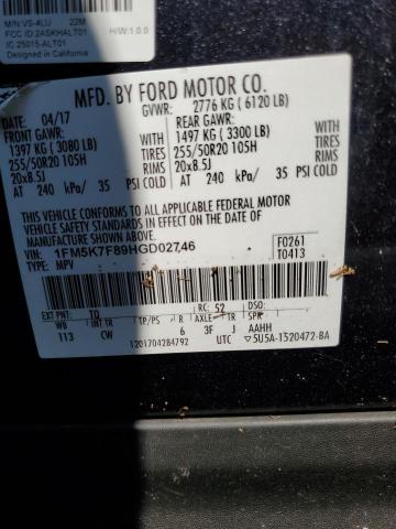 Photo 12 VIN: 1FM5K7F89HGD02746 - FORD EXPLORER L 