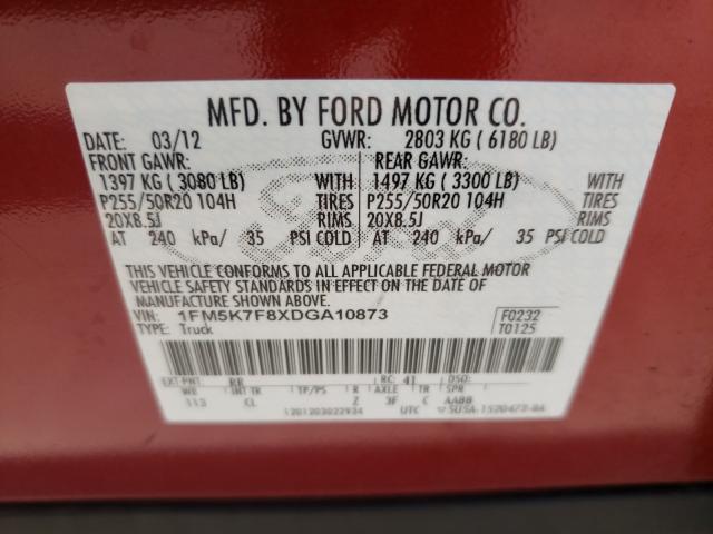 Photo 9 VIN: 1FM5K7F8XDGA10873 - FORD EXPLORER L 