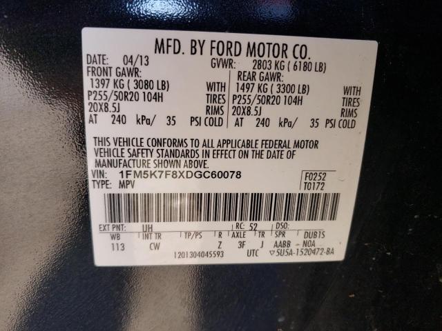 Photo 12 VIN: 1FM5K7F8XDGC60078 - FORD EXPLORER 