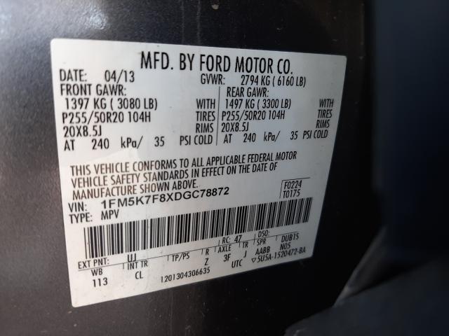 Photo 9 VIN: 1FM5K7F8XDGC78872 - FORD EXPLORER L 