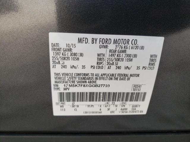 Photo 12 VIN: 1FM5K7F8XGGB27793 - FORD EXPLORER 