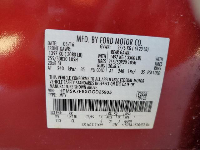 Photo 11 VIN: 1FM5K7F8XGGD25905 - FORD EXPLORER L 