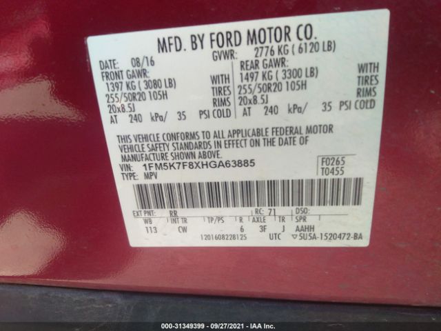 Photo 8 VIN: 1FM5K7F8XHGA63885 - FORD EXPLORER 