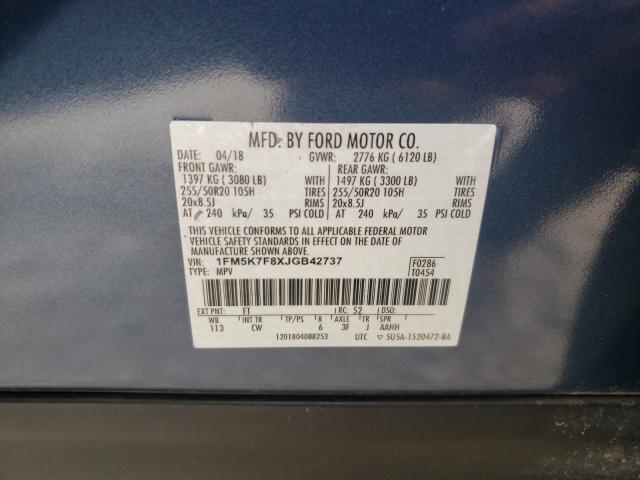 Photo 9 VIN: 1FM5K7F8XJGB42737 - FORD EXPLORER L 