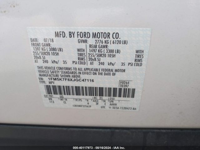 Photo 8 VIN: 1FM5K7F8XJGC47116 - FORD EXPLORER 