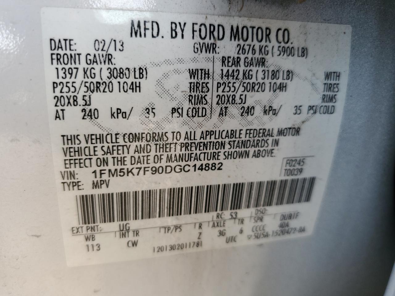 Photo 12 VIN: 1FM5K7F90DGC14882 - FORD EXPLORER 