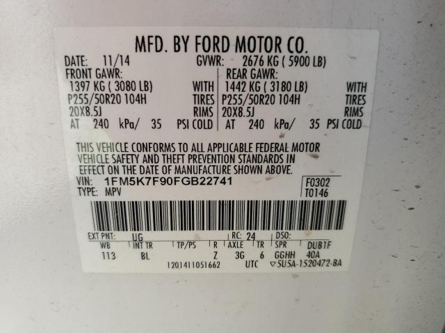 Photo 12 VIN: 1FM5K7F90FGB22741 - FORD EXPLORER L 