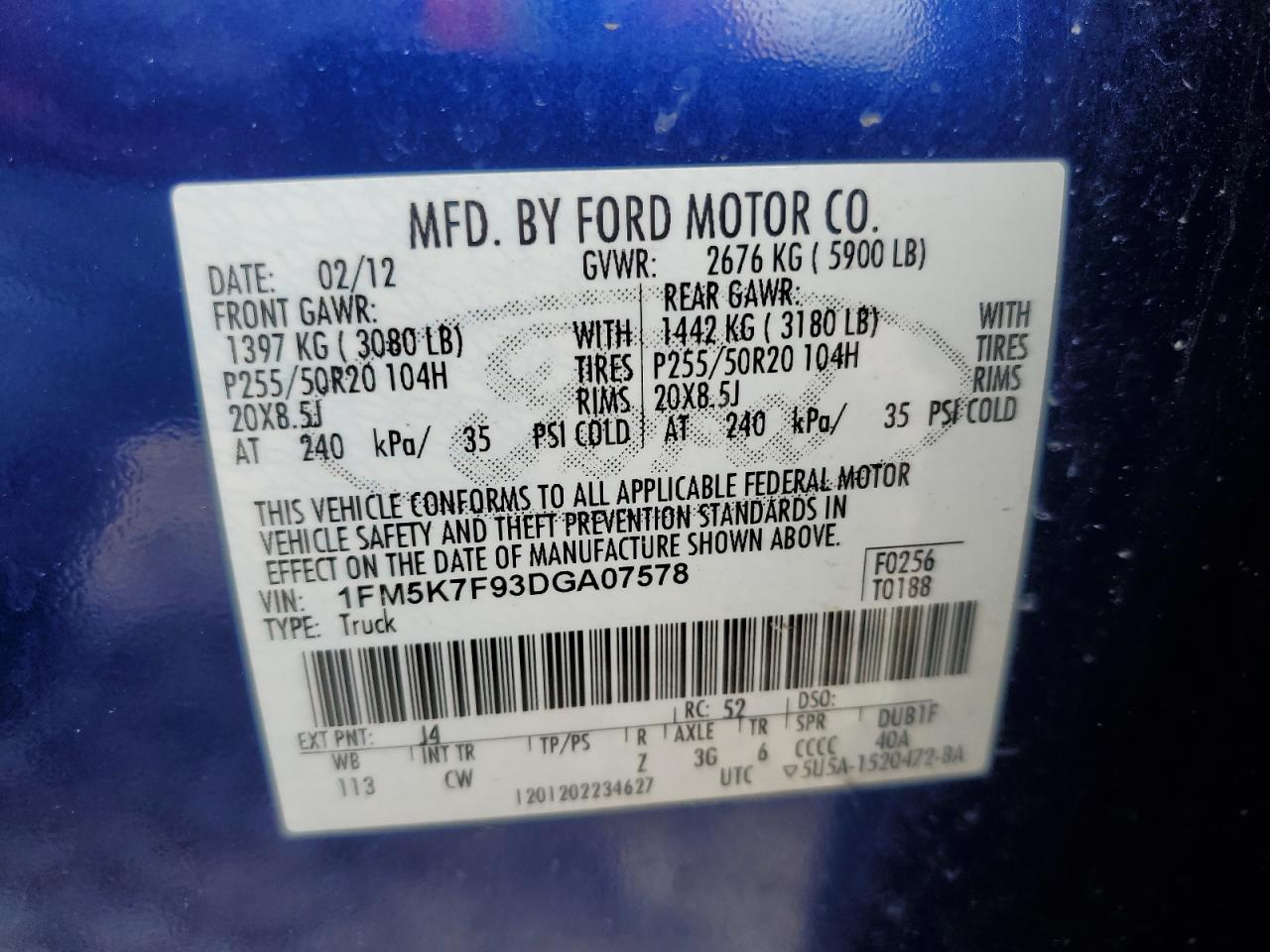 Photo 13 VIN: 1FM5K7F93DGA07578 - FORD EXPLORER 