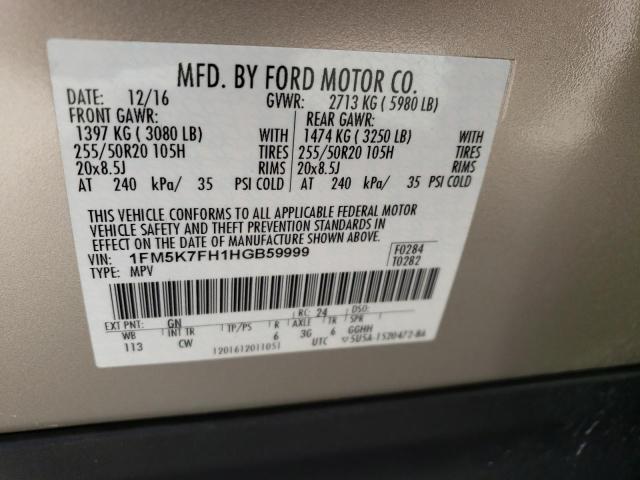 Photo 12 VIN: 1FM5K7FH1HGB59999 - FORD EXPLORER L 