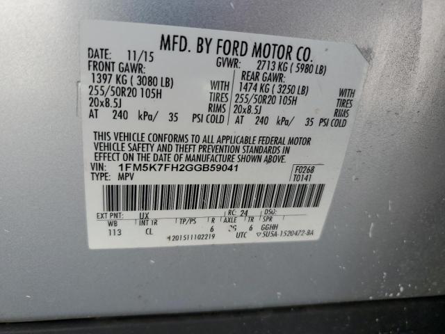 Photo 12 VIN: 1FM5K7FH2GGB59041 - FORD EXPLORER L 