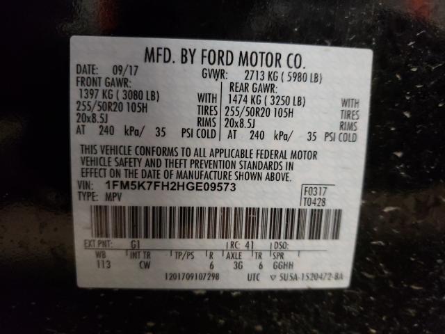 Photo 9 VIN: 1FM5K7FH2HGE09573 - FORD EXPLORER L 