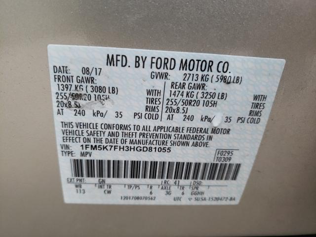 Photo 9 VIN: 1FM5K7FH3HGD81055 - FORD EXPLORER L 