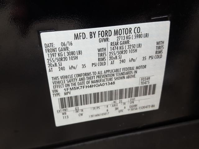 Photo 9 VIN: 1FM5K7FH4HGA01348 - FORD EXPLORER L 