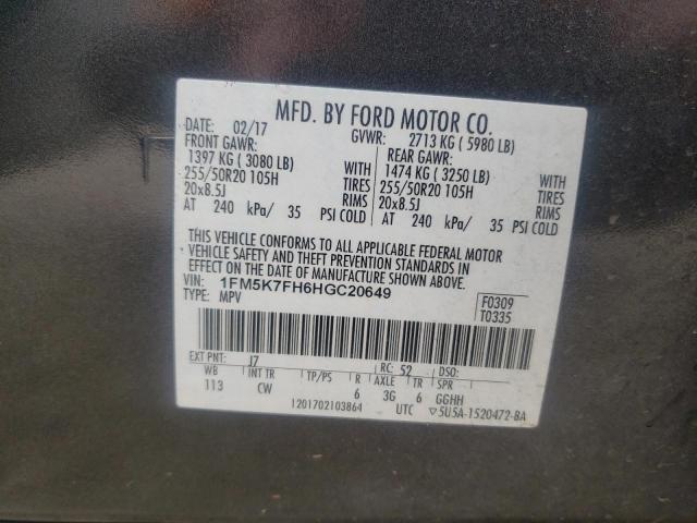 Photo 12 VIN: 1FM5K7FH6HGC20649 - FORD EXPLORER 