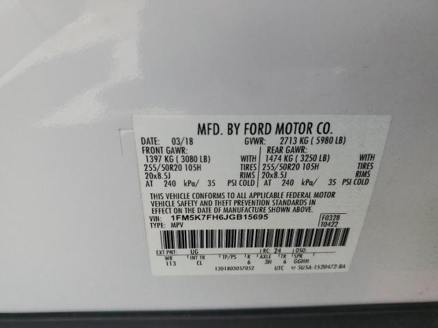 Photo 13 VIN: 1FM5K7FH6JGB15695 - FORD EXPLORER L 