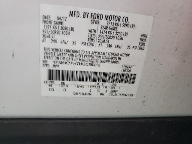 Photo 9 VIN: 1FM5K7FH7HGC88412 - FORD EXPLORER L 